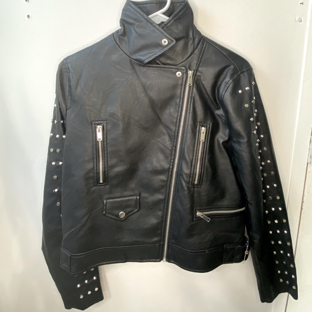 Black studded leather jacket